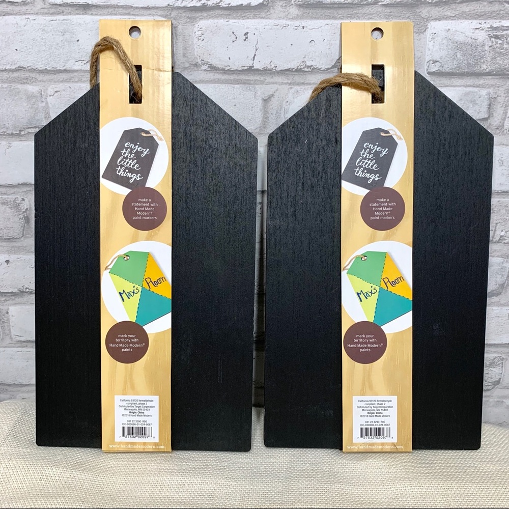 Hand‎ Made Modern Black Chalkboard Wood Tag Sign